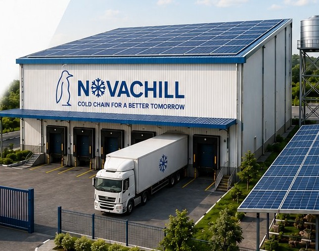 NovaChill cold storage facility — solar-hybrid powered, reefer-ready